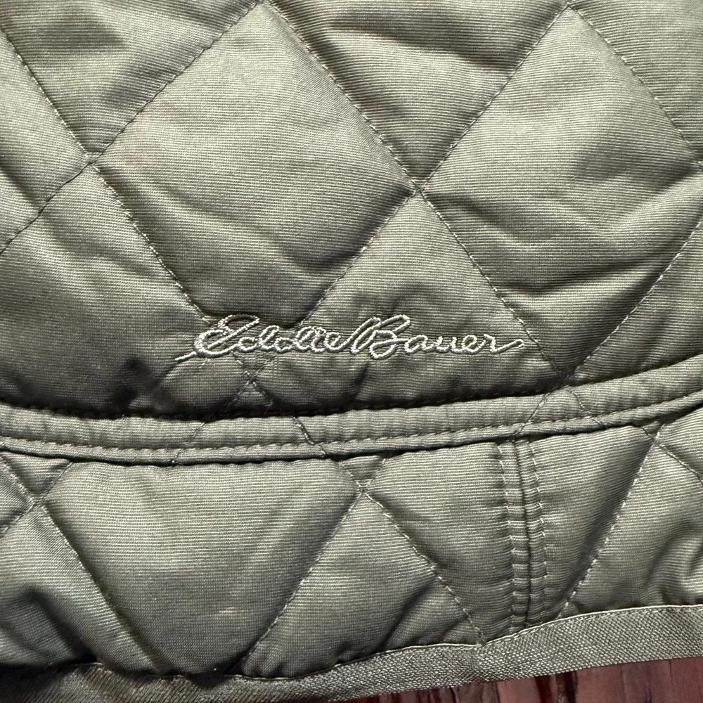 Eddie Bauer Quilted Jacket Women PM Green Sport Shop Lightweight Petite Zip Snap